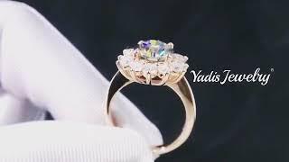 Yadis Jewelry Sunflower Design Gray Moissanite Diamond Engagement Wedding Ring Women Jewelry