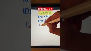 0.9 Repeating Equal to 1 Algebraic Proof | Fun Math JusticeTheTutor #shorts #maths #math