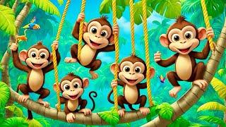 Five Little Monkeys Jumping on the Bed | Fun Counting Song | Nursery Rhymes & Kids Songs