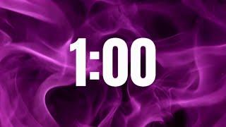 1 Minute Countdown: Moving Purple Background With Upbeat Music