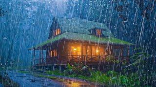 HEAVY RAIN for Deep Sleep and Relax in 2 minutes - Rain Sound and Thunder in the Forest at Night