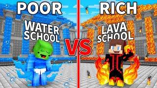 Mikey WATER vs JJ LAVA School in Minecraft (Maizen)
