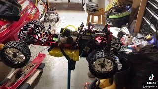 SRE RC Customs monster 45cc running on the stand