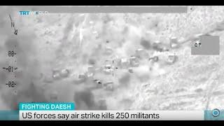 US forces say air strike kills 250 DAESH militants, Ammar Karim reports