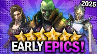 10 BEST EPICS YOU MUST MAX EARLY GAME! (2025) - Raid Shadow Legends Tier List