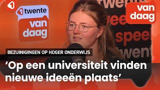 UT-student Annick protesteert tegen bezuinigingen op hoger onderwijs