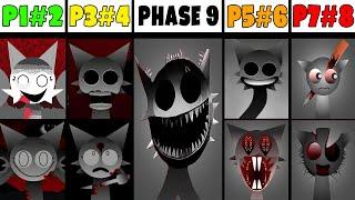 Phase 1 VS Phase 2 VS Phase 3 VS Phase 4 VS Phases 6-9 in Incredibox Sprunki versions