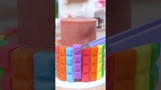 RAINBOW MELTED CHOCOLATE CAKE  Rainbow Chocolate Cake Decorating in Tiny Kitchen #Yumupminiature