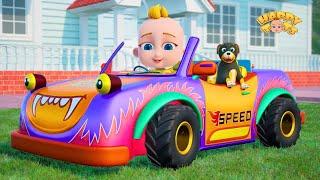 Wheels On The Monster Car | Nursery Rhymes for Kids | Happy Tots