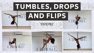 Static Pole: 10 Fun Tumbles, Drops and Flips Tricks 2 (Advanced Pole Training)