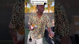 TYLER THE CREATOR TRYING BURGER AT COACHELLA HE A FOOL FR  #tylerthecreator #lv #mensfashion