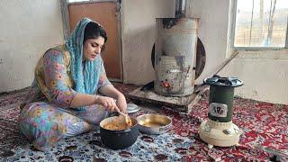 Cooking chicken on stone, Chicken recipe with orange and stone in the village in Iran