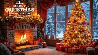 Instrumental Christmas Music with Cracking Fireplace  Beautiful Christmas Music️Merry Christmas