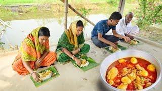 Popi kitchen Eating pepe diye Chicken curry & mocha Boraand hot rice