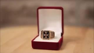 Gold Freemason Knights Templar Ring - Maltese Cross Ring