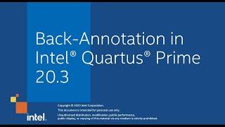 Back Annotation in Intel® Quartus® Prime 20.3