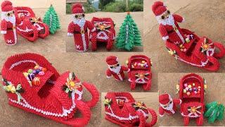3D Origami Santa Claus Sleigh Tutorial | DIY Paper Sleigh Christmas Ornament | Christmas special