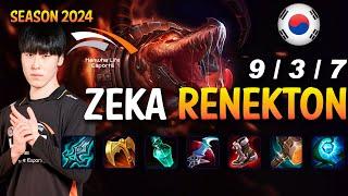 HLE Zeka RENEKTON vs GALIO Mid - Patch 14.24 KR Ranked | lolrec