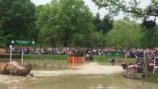 Zara Phillips Tindall Rolex Kentucky 3 day event spectator falls into the water horse cross country