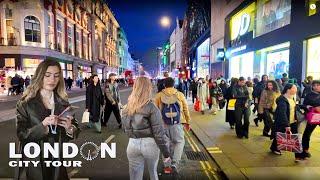 ‍️Walking in London's OXFORD STREET - February 2024, Central London Night Walk 4K