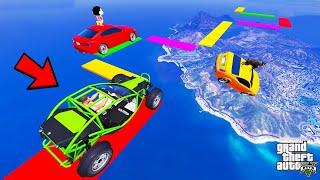 FRANKLIN TRIED IMPOSSIBLE COLORFUL BLOCK JUMP PARKOUR RAMP CHALLENGE GTA 5 | SHINCHAN and CHOP