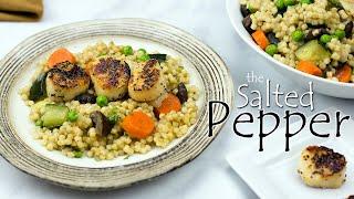 Seared Scallops in the Ninja Foodi with Pearled Couscous & Vegetables