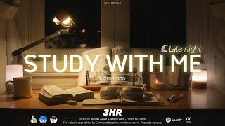 3-HOUR STUDY WITH ME | Calm Piano , Rain Sounds ️| Pomodoro 50-10 | Late night