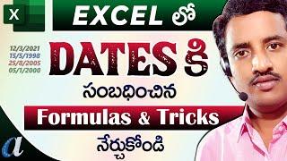 Using Dates in Ms-Excel Telugu || Date Formats, Working Days, Facing Problems & Rectify etc.. ||