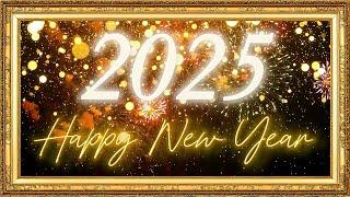 Happy New Year 2025 Screensaver | Gold Framed Streamer Background New Year’s Eve Party