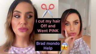 Chopped my hair off ️ went pink ‍️ blunt Bob 2022 hair diy *brad mondo help live coulor review