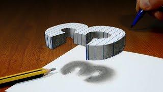 3D Trick Art On Line Paper, Floating Number 3