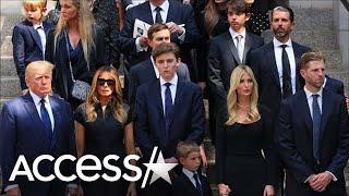 Barron Trump Towers Over Donald Trump & Family At Ivana's Funeral