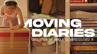  MOVING DIARIES | declutter my closet, books, bags, and more junk lmao