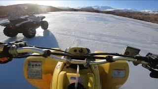 TRX400EX v.s. Grizzly 700 on Frozen Lake