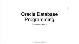 Oracle Database PLSQL- PROCEDURE