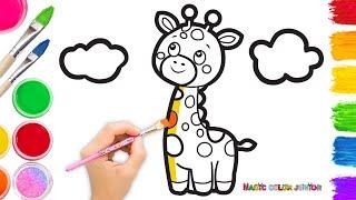 Drawing and Coloring a Cute Giraffe | Easy Step By Step