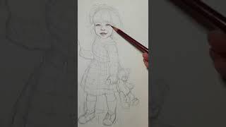 Drawing Timelapse - Little Girl - Illustrative Sketch Style