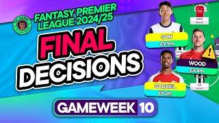 FPL GW10 FINAL TEAM SELECTION DECISIONS ⁉️ Too many injuries.. | Fantasy Premier League Tips 2024/25