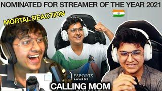 Mortal reaction Nominated for Streamer of the year 2021 award Mortal calling mom #shorts