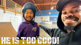 This little skate prodigy learns TOO FAST!