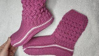 Нарядные носки на двух спицах.#knitting #handmade #носкинадвухспицах