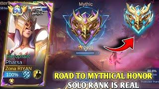 SOLO RANK ROAD TO MYTHICAL HONOR IS REAL ‼️GAMEPLAY PHARSA SKIN MSC - MOBILE LEGENDS