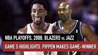 Throwback NBA Playoffs 2000. Blazers vs Jazz Game 5 Full Highlights. Pippen drops Game-Winner HD