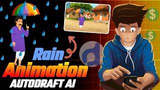 Rain ️ Animation in Autodraft Ai | Cartoon video kaise banaye || Autodraft ai