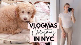 VLOGMAS Day 23: Christmas in NEW YORK! Packing, traveling, Janie's puppy graduation