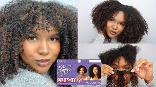 HOW TO EASILY STYLE AND BLEND OUTRE’S NEW KINKY CURLY BIG BEAUTIFUL HAIR 4A CLIP INS|FAUX BANGS