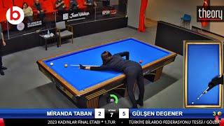 GÜLŞEN DEGENER vs MİRANDA TABAN | 3 BANT BİLARDO KADINLAR FİNAL ETABI 1.TUR | billiards