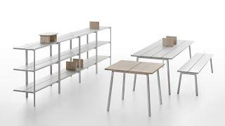 Industrial Facility designs collection of plank-topped tables for Emeco