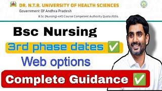 Bsc Nursing | 3rd phase Web options | Notification dates  | Release | NTRUHS |