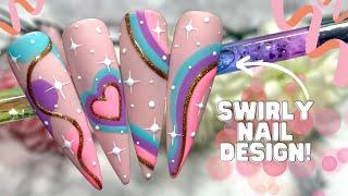 SWIRLY NAIL ART DESIGN USING THE NEW MADAM GLAM HOUSE OF LIGHT GEL POLISH COLLECTION | NAIL TUTORIAL